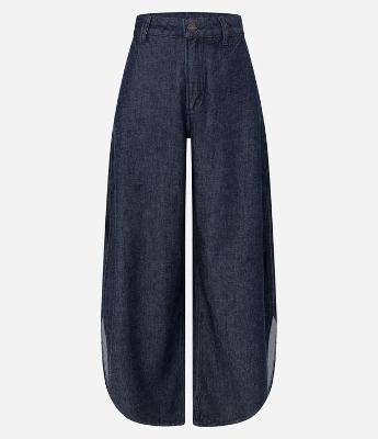 Calça Barrel em Jeans com Fenda Lateral