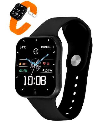 Relógio Smartwatch Silicone e Metal Preto e Laranja Champion