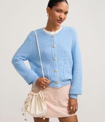 Cardigan Texturizado em Tricô com Botões Metalizados