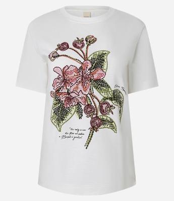 Camiseta Slim em Algodão com Estampa Floral em Flores Pontilhadas