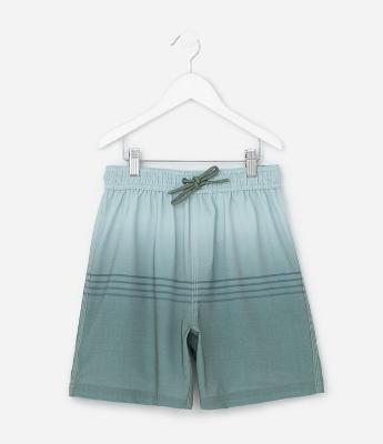 Bermuda Infantil de Banho com Blocos Degradês e  Listras - Tam 5 a 14 Anos