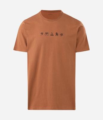 Camiseta em Algodão com Estampa de Ícones da Praia