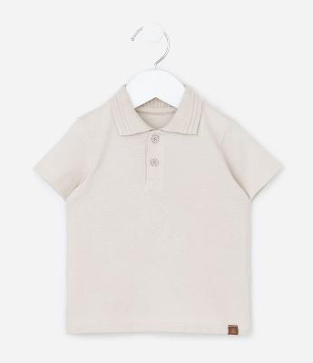 Camiseta Polo Infantil em Piquet Texturizado - Tam RN a 18 Meses