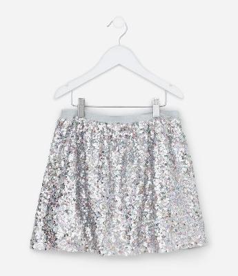 Saia Infantil em Paetê com Elástico Brilhante - Tam 5 a 14 Anos