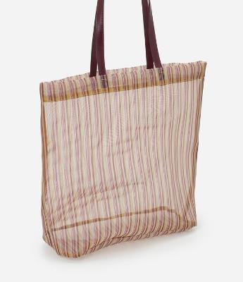 Bolsa em Tela Listrada com Alça PU