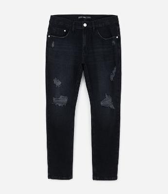 Calça Jeans Skinny Cropped com Rasgos