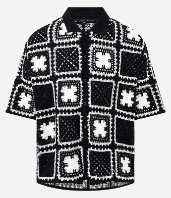 Camisa Regula em Algodão com Textura Efeito Renda Open Work Floral