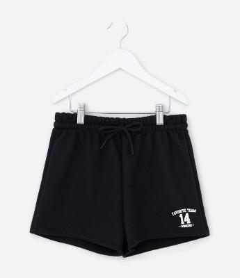 Short Infantil em Moletom Estampa Favorite Team - Tam 5 a 14 Anos