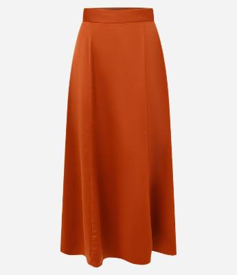 Saia Evasê Longa em Cetim com Prences Amplos