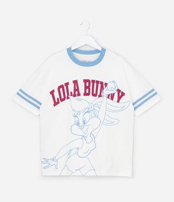 Camiseta Infantil College em Algodão Estampa Lola Bunny - Tam 7 a 16 Anos