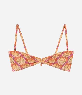 Biquini Top Bandeau em Microfibra Estampado com Alça Removível
