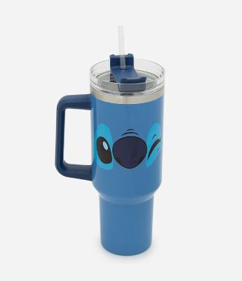 Copo Térmico com Canudo Reutilizável e Estampa do Stitch 1,3L