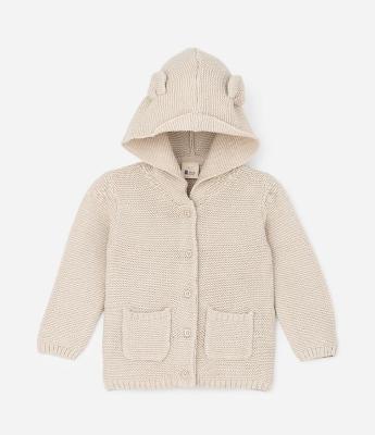 Cardigan Infantil em Algodão com Capuz de Orelhinhas - Tam 0 A 18 Meses