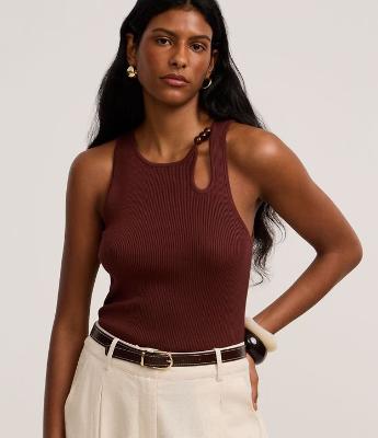 Blusa em Tricô com Decote U e Miçanga no Deocte