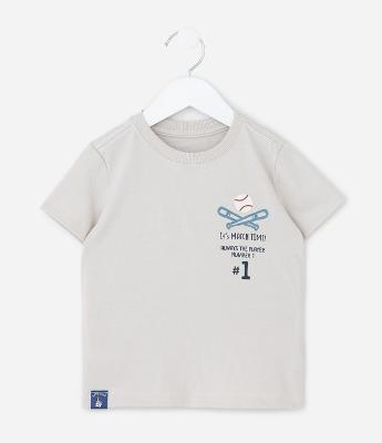 Camiseta Infantil com Estampa de Baseball - Tam 1 a 6 Anos