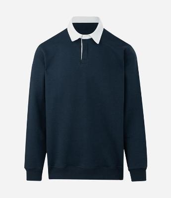 Blusão Moletom com Felpa e Gola Polo Contrastante