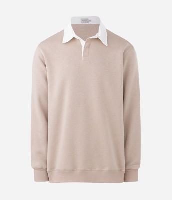 Blusão Moletom com Felpa e Gola Polo Contrastante