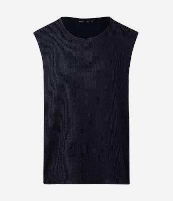 Regata Regular em Algodão com Textura Tricô