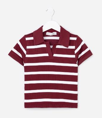 Camisa Infantil Seamless com Listras e Gola Polo - Tam 5 A 14 Anos