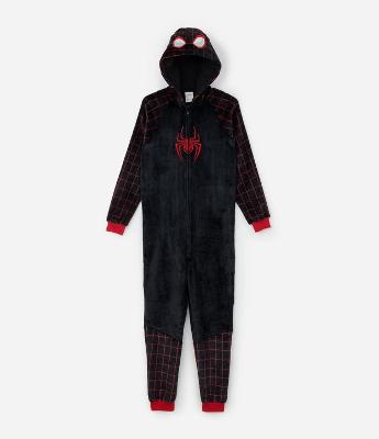 Pijama Jumper Infantil em Fleece com Bordado Homem Aranha - Tam 4 a 14 Anos