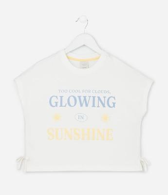 Camiseta Infantil Boxy com Estampa Sunshine - Tam 7 a 14 Anos