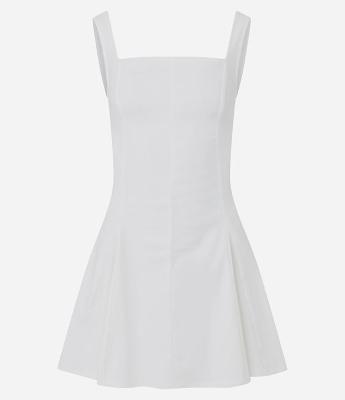 Vestido Evasê Curto em Bengaline Com Decote Quadrado