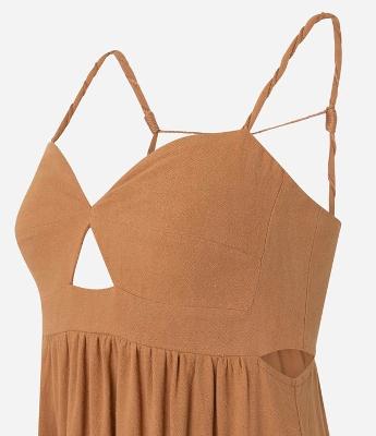 Vestido com Alça Fina com Detalhe Cut Out Abaixo do Busto