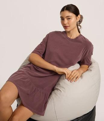 Vestido T-Shirt em Algodão com Babado na Barra