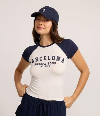 Blusa New T-Shirt em Algodão com Estampa Barcelona