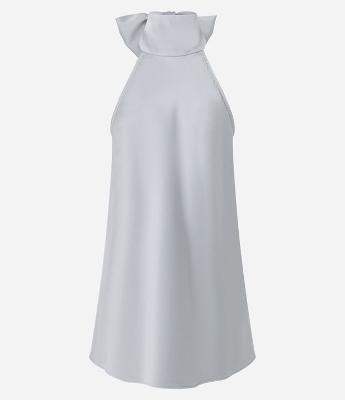 Vestido Curto Frente Única em Cetim com Gola Halter