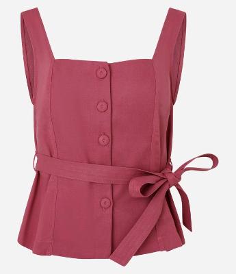 Blusa em Viscolinho com Decote Quadrado e Amarração