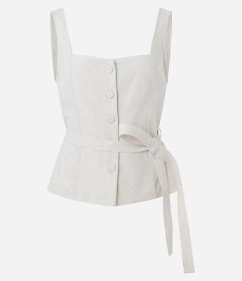 Blusa em Viscolinho com Decote Quadrado e Amarração