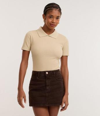Blusa Polo em Ribana com Manga Curta