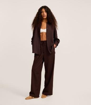 Calça Wide Leg em Viscolinho com Amarração