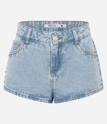 Short Cintura Média em Jeans com Brilhos