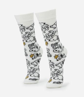 Meia Cano Alto em Algodão com Estampa Snoopy