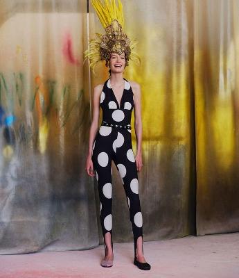 Calça Legging  em Microfibra com Estampa Poá