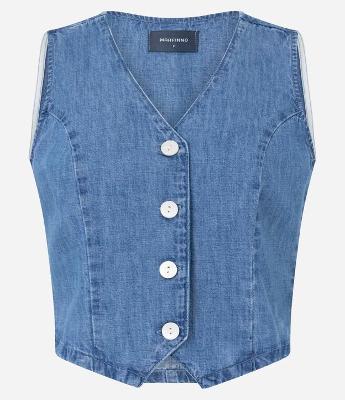 Colete em Jeans com Decote V e Botões Frontais