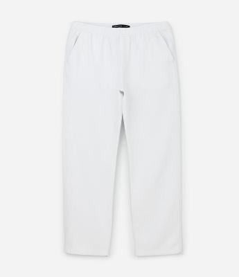 Calça Básica em Cotton Texturizado com Cós Elástico