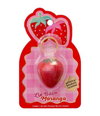 Lip Balm com Case Morango com Chaveiro Alchemia