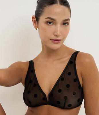 Sutiã Top em Tule com Estampa Poa