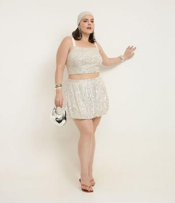 Saia Balonê em Paetês Curve & Plus Size