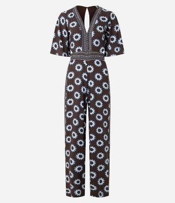 Macacão em Viscose com Decote V e Estampado