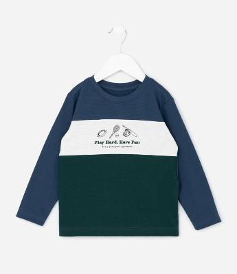 Camiseta Manga Longa em Algodão com Estampa - Tam 1 a 6 Anos