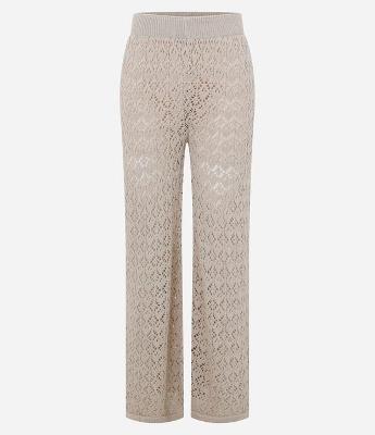 Calça Pantalona em Tricô com Ponto Trabalhado