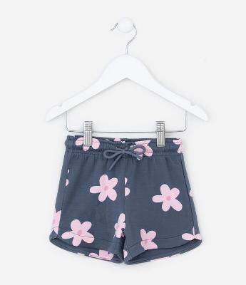 Short Infantil em Modal com Estampa de Florzinhas - Tam 1 A 6 Anos