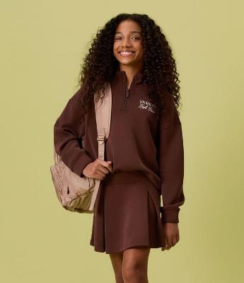 Saia Infantil em Moletinho com Pregas Peach Touch – Tam 5 a 14 Anos