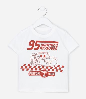 Camiseta Infantil em Algodão com Manga Curta e Estampa de Carro- Tam 2 A 6 Anos