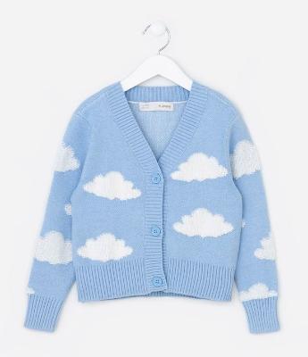 Cardigan Infantil em Viscose de Nuvem com Chenille - Tam 5 A 14 Anos