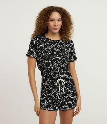 Short de Pijama com Estampa Hello Kity e Toque Suave